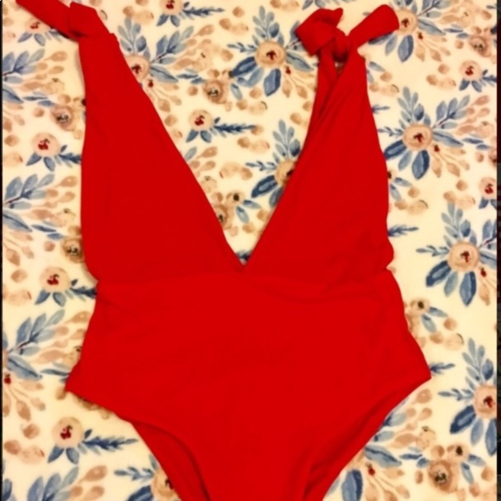 Red one piece swimsuit